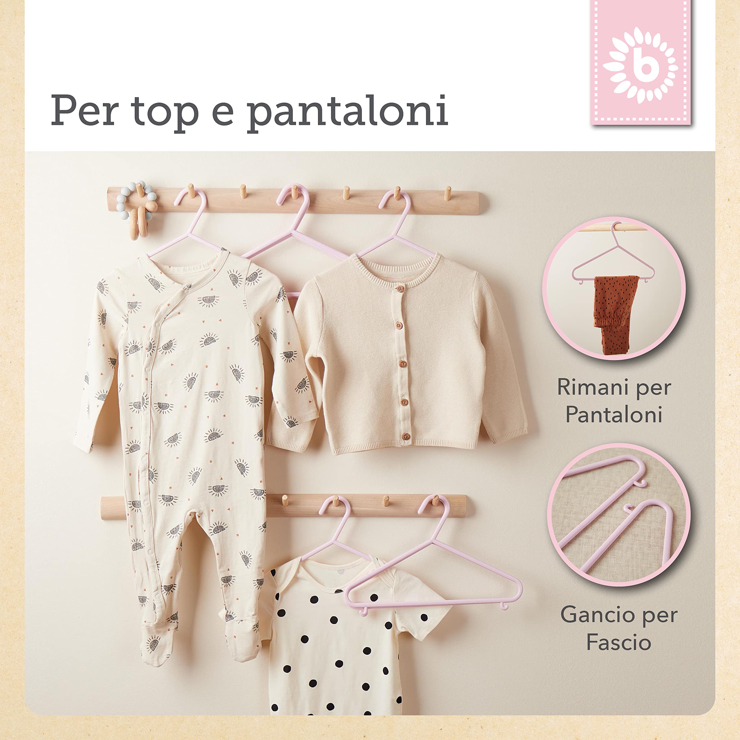 grucce appendiabiti bieco bambino del bambino del bambino gancio ganci di plastica per la conservazione guardaroba lunghezza armadietto 29,5 centimetri, 16 pezzi, colore rosa, piccolo, ARTN 90.016.141