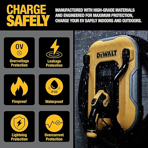 Miniatura 3 de DEWALT Cargador EV de nivel 2 para vehículo eléctrico de hasta 40 amperios y 240 V, control de aplicación Bluetooth y Wi-Fi, certificado CSA para