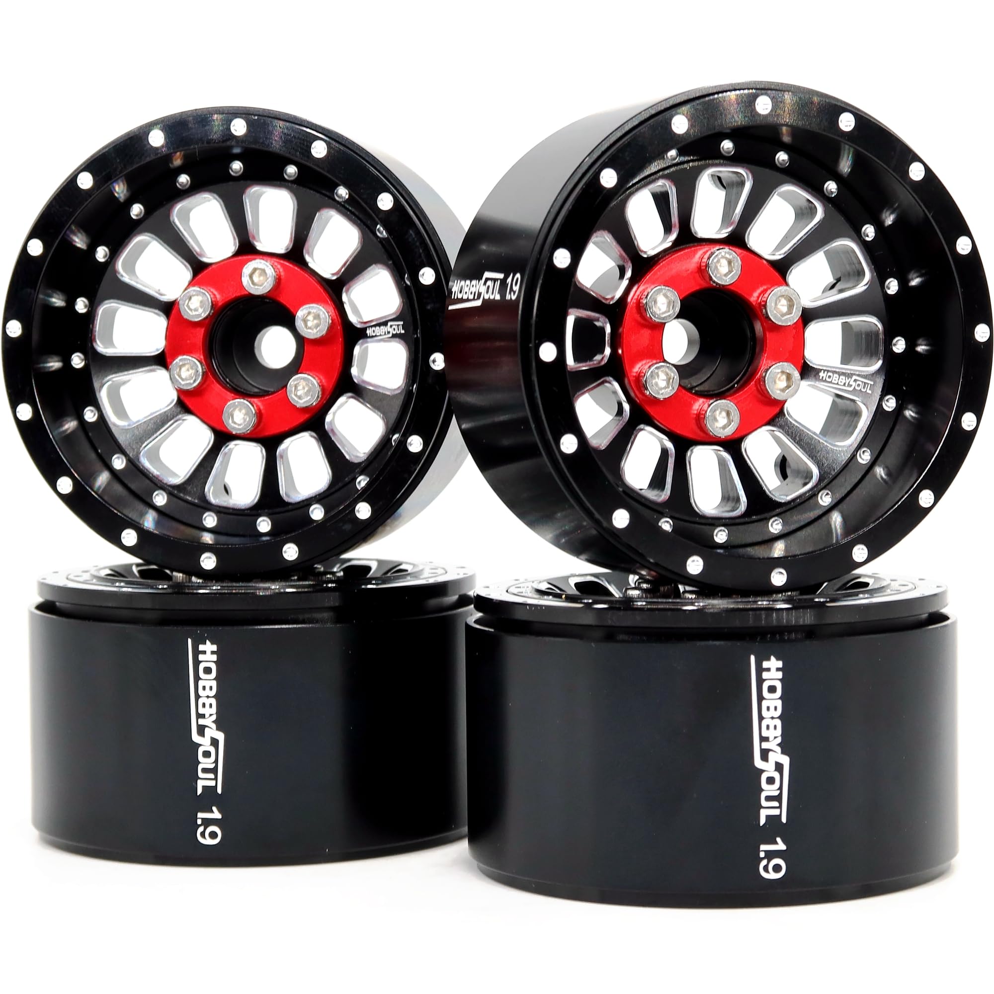 hobbysoul RC 1.9 Beadlock Wheels Adjustable 4 Negative Offsets Rims Wide 31mm for 1/10 Crawler Traxxas TRX-4 Tamiay CC01 Axial SCX10 Redcat Gen8, (4-