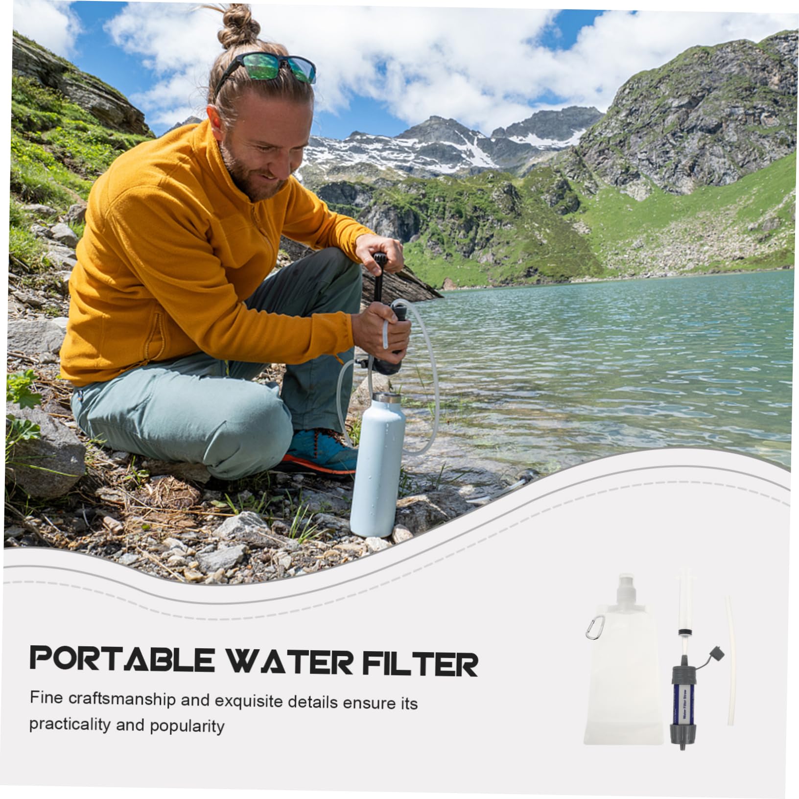 WOONEKY Tragbarer Wasserfilter aus Abs Kleiner Wasserreiniger für Camping und Outdoor Sicher und Präzise Gefertigt Kompakt für Notfall Trinkwasser