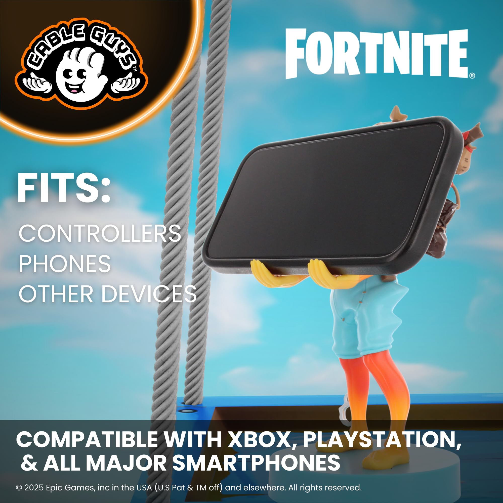 Cableguys Fortnite Fishsticks Soporte Mando y Movil - Figuras Soporte para movil y Mando, Compatible con Xbox, PlayStation y la mayoría de mandos estándar, Accesorios Escritorio para Setup Gaming