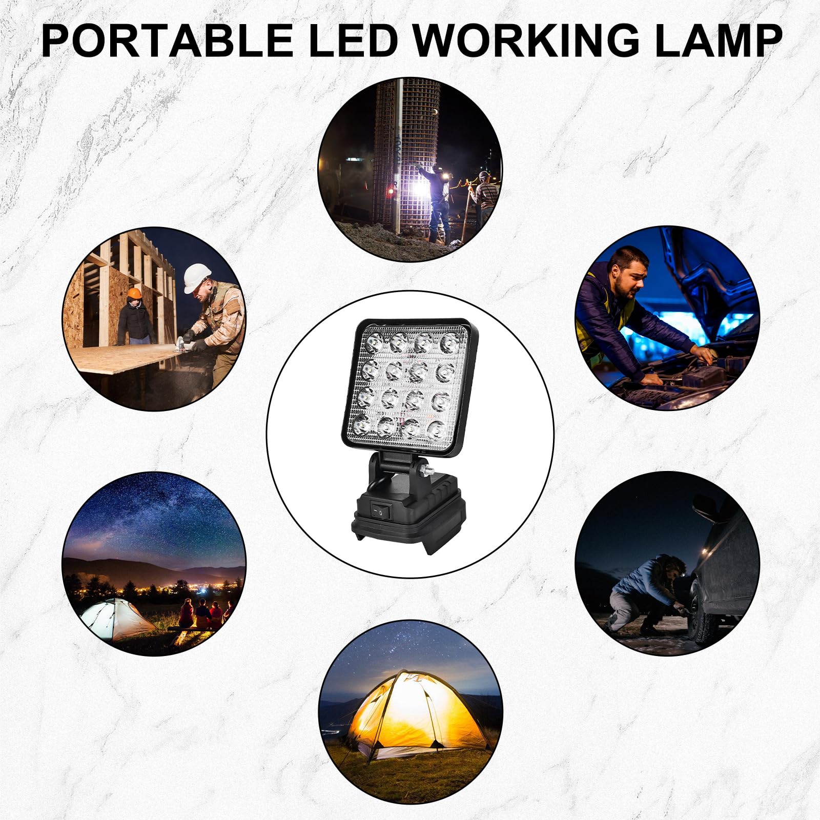 HOSPAOP - 2 x led-werkspots voor Makita 18 V - 40 W, draagbaar, USB-opladen, schijnwerper (geen batterij), 2 stuks