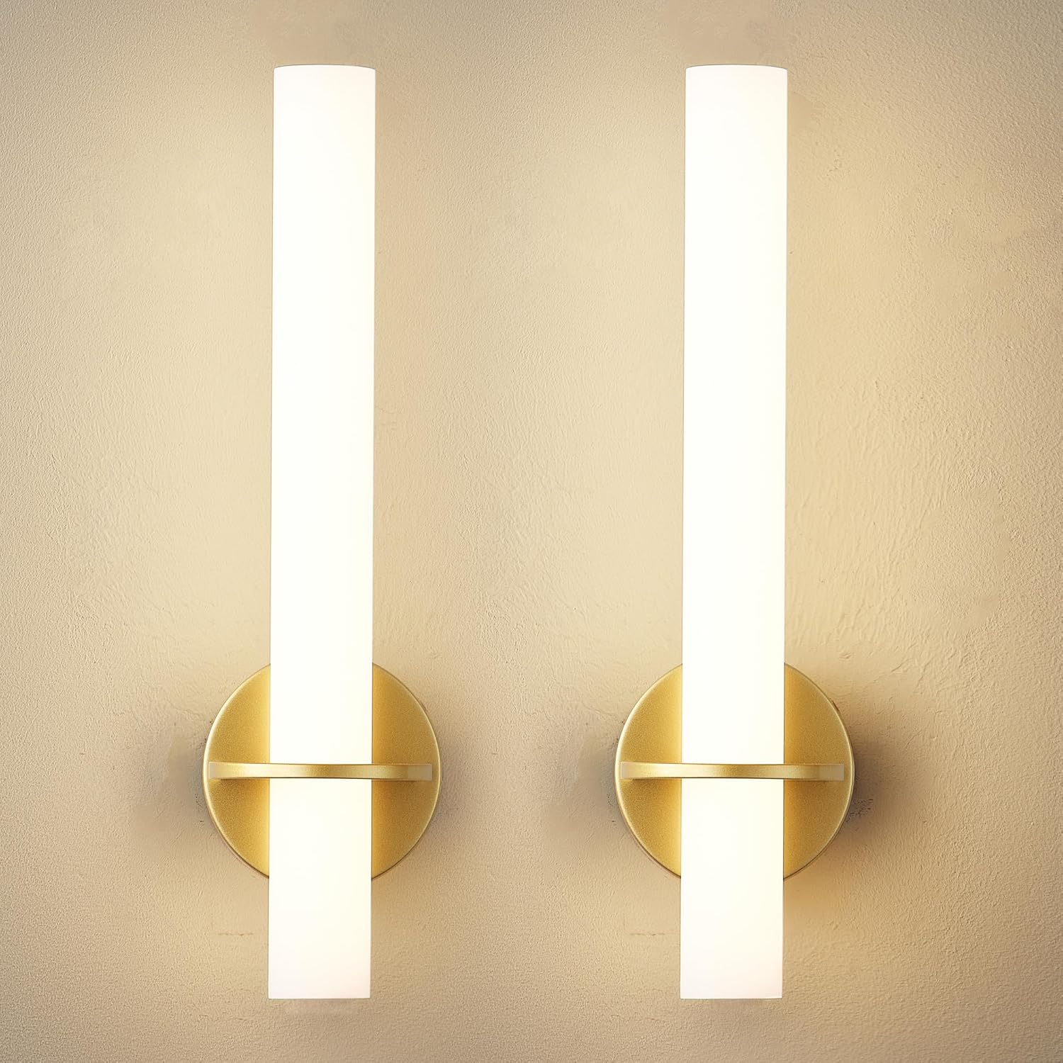 Gold Battery Operated Sconce Set of 2, Rechargeable Wireless Wall Lights with Remote Control,Dimmable,3000K-6000K,360° Rotation, Cordless Lighting for Living Room,Bedroom,Hallway,18 Inch