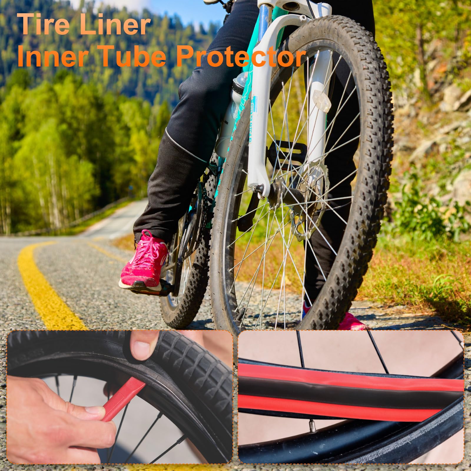 Lot De 2 Doublures De Pneu Vélo TPU – Anti-crevaison Pour 700C Et 26", Largeur 23 Mm Ou 38 Mm, Facile à Couper