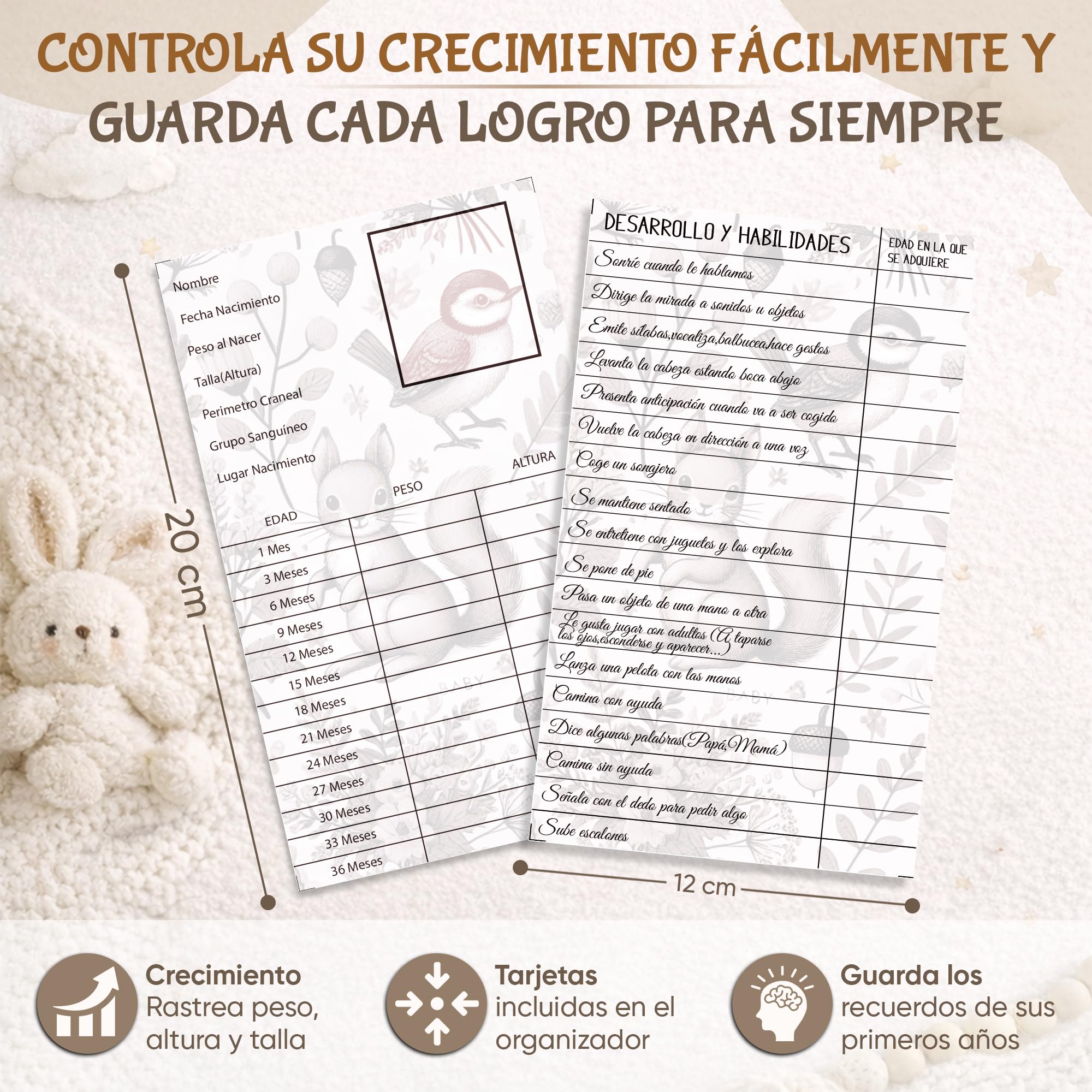 Portadocumentos Bebé para Cartilla Sanitaria con Tarjetas de Crecimiento y Primeros Logros, Carpeta y Porta Documentos Bebé, Funda Libro de Salud, Regalo para Baby Showers — view 5
