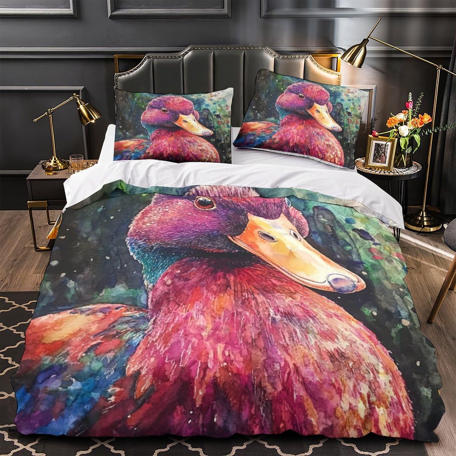 Housse de couette peinture aquarelle canard pour transformer le décor d'une chambre d'enfant