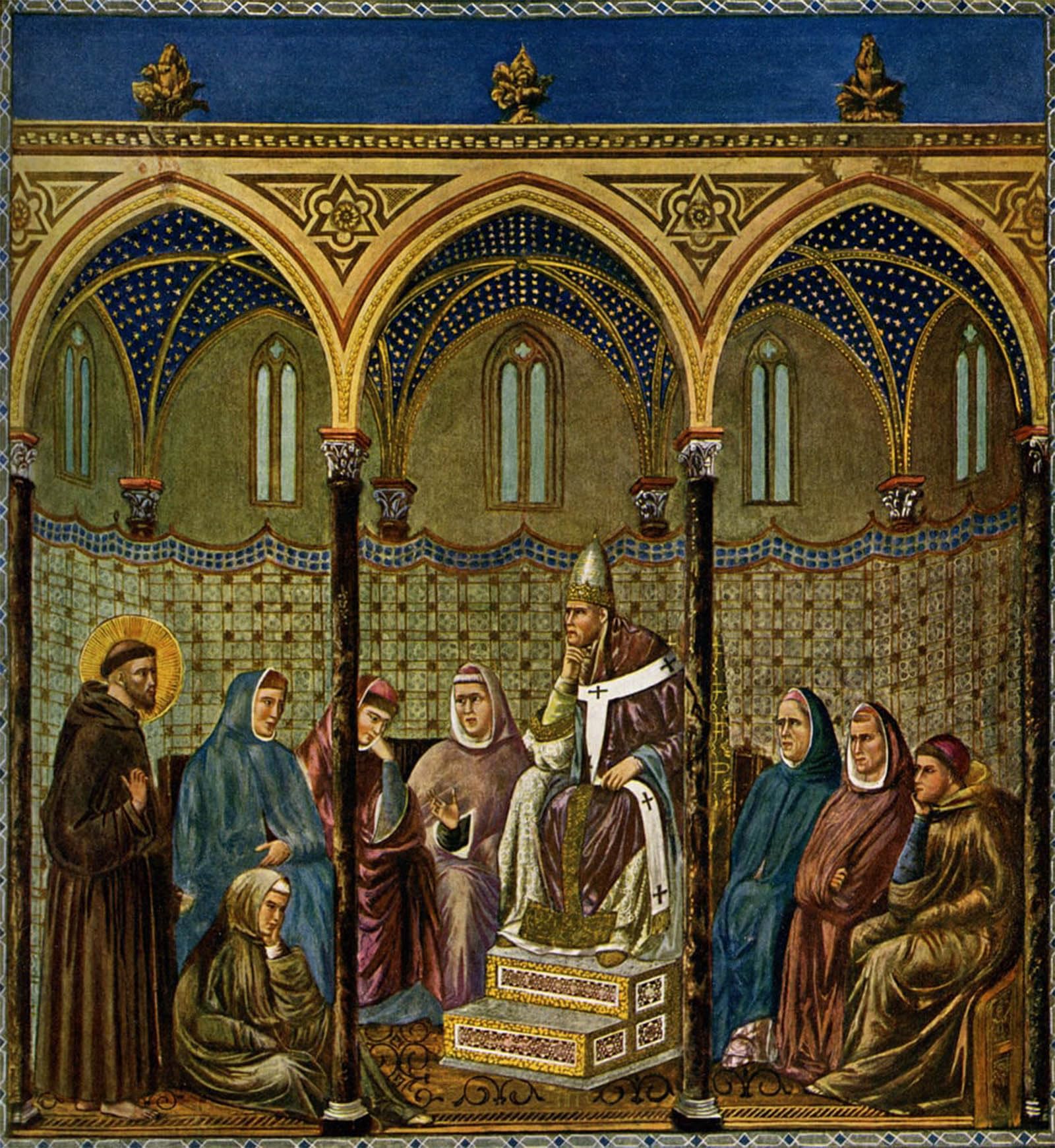 POSTERIIk Famous Animal Posters Vintage Picture Saint of Assisi Preaches to Pope Honorius Iii by Giotto Di Bondone Modern Wall Decor for Home Decor 60x90cm