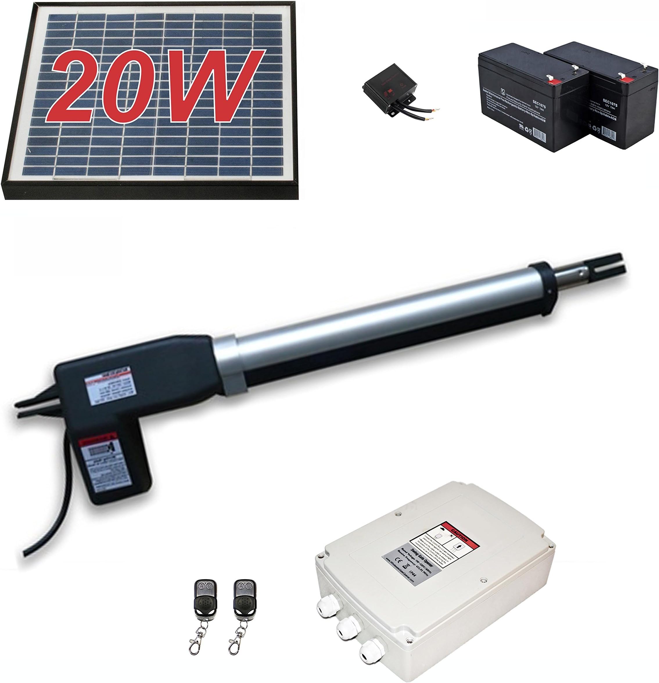 ALEKOยฎ AS600 Solar Powered Gate Opener Operator for Single Swing Gates up to 10-feet Long and 660-pounds