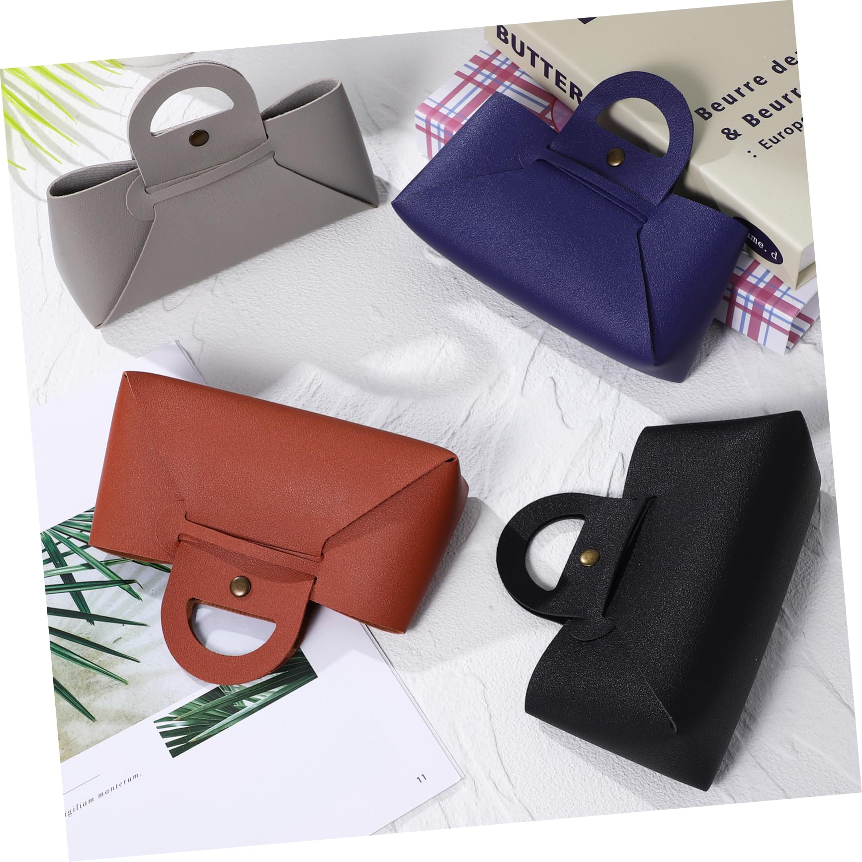 FRCOLOR 4 Custodie per Occhiali da Sole Multi-funzionali Set in Pelle Pu con Manico Resistenti All'acqua, per Vacanze Estive e Attività All'aperto