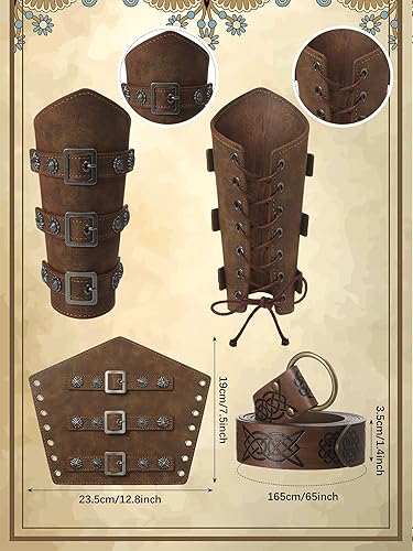 Miniatura 2 de Jiuguva - Disfraz renacentista medieval para hombre, juego de 4 piezas con camisa de pirata medieval, pantalones con bandas de tobillo, accesorios