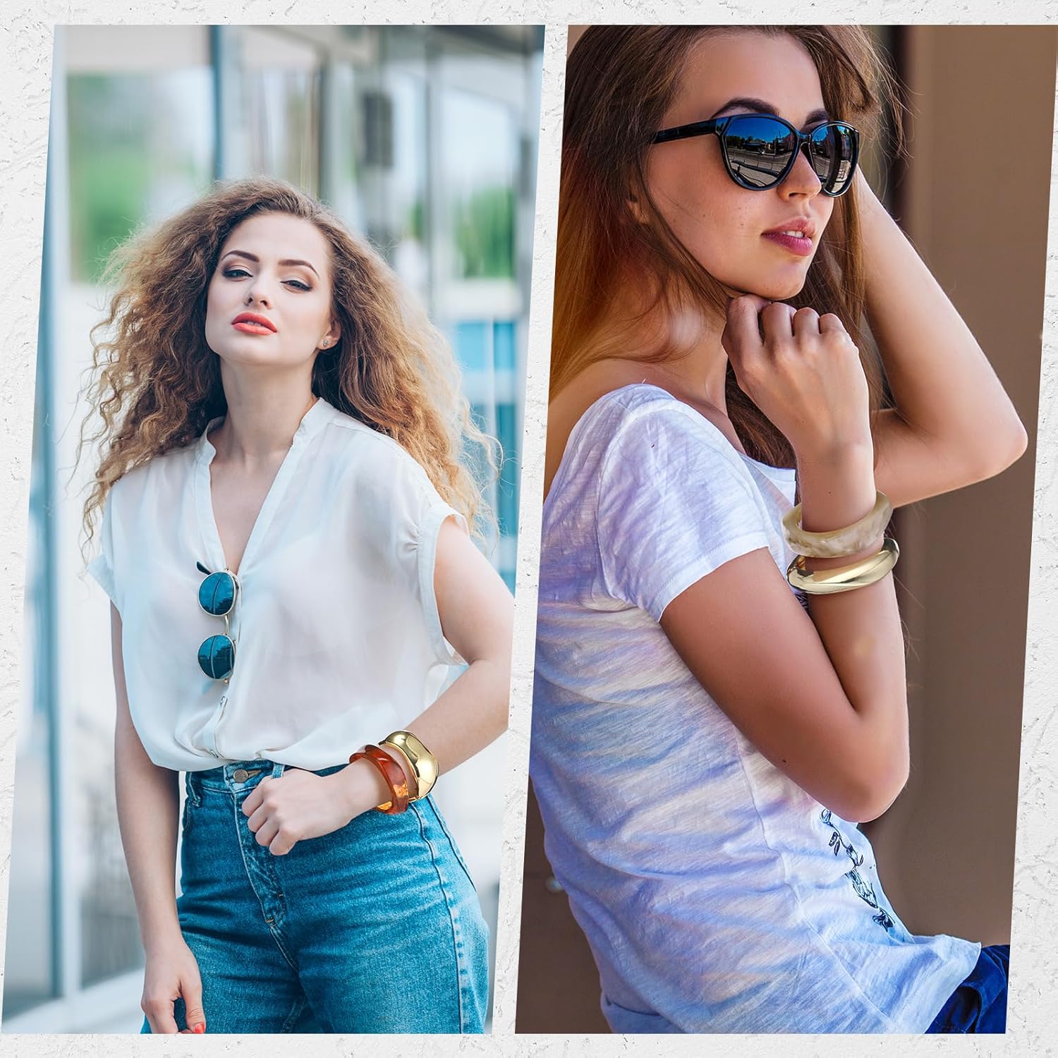 Tondiamo 6 Pcs Chunky Cuff Bangle for Women Vintage Gift Bracelets Gold Chunky Bangle Punk Geometric Jewelry for Teacher Mom - Image 3