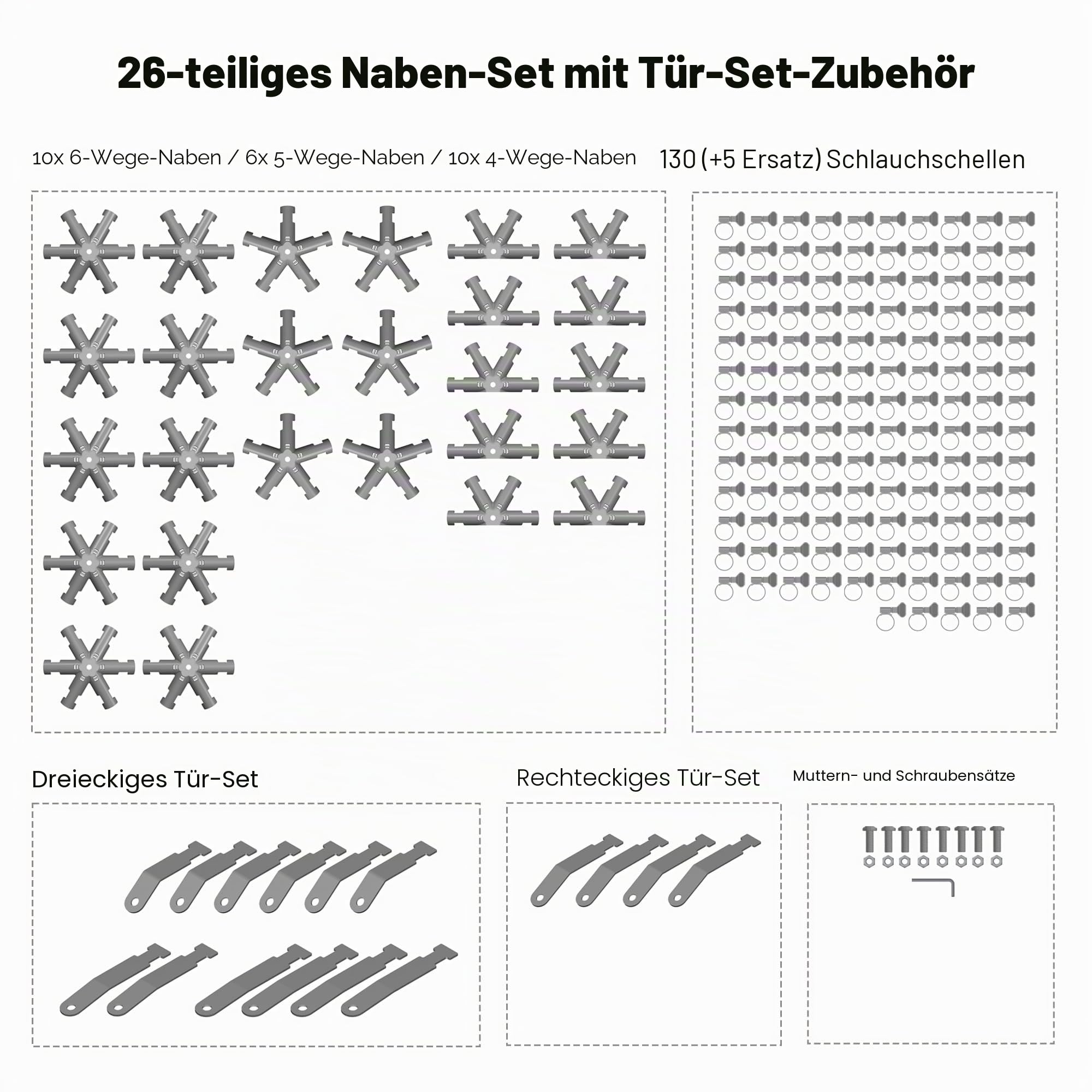 Panda Domes - 2V Geodätische Kuppel Naben-Kit