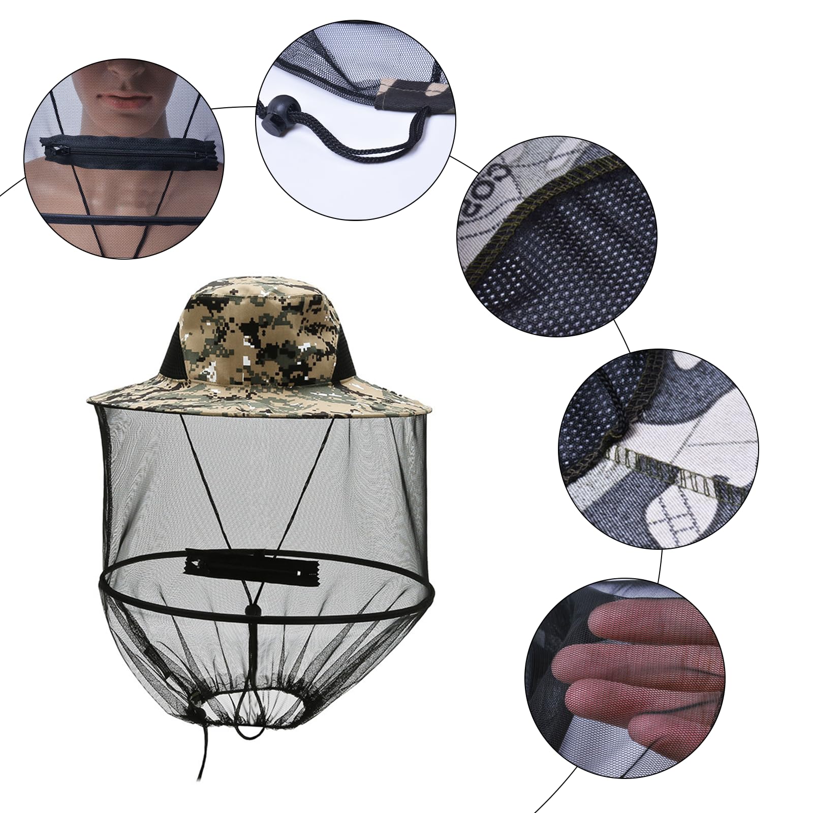 2 Pcs Imkerhut Moskitonetz Hut Schnell Trocken Moskito Kopfnetz Hut Mückenhut Breite Krempe Sonnenschutz Faltbar Mückenschutz Mütze für Outdoor Angeln Wandern Camping Gartenarbeit Männer Frauen