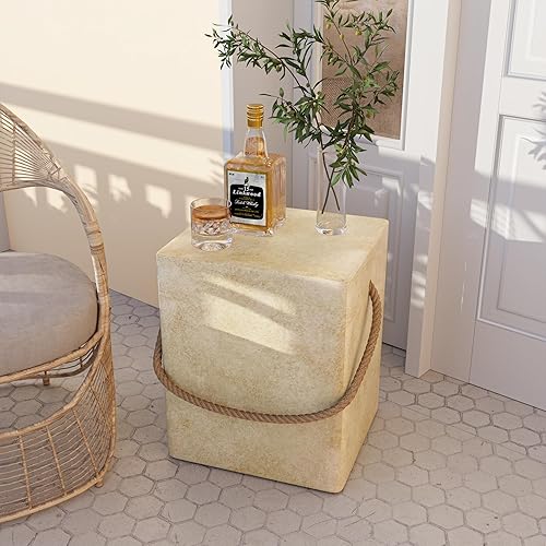 Miniatura 7 de Mesa auxiliar al aire libre, mesa auxiliar rectangular MgO, mesa de centro decorativa para exteriores, balcón, sala de estar