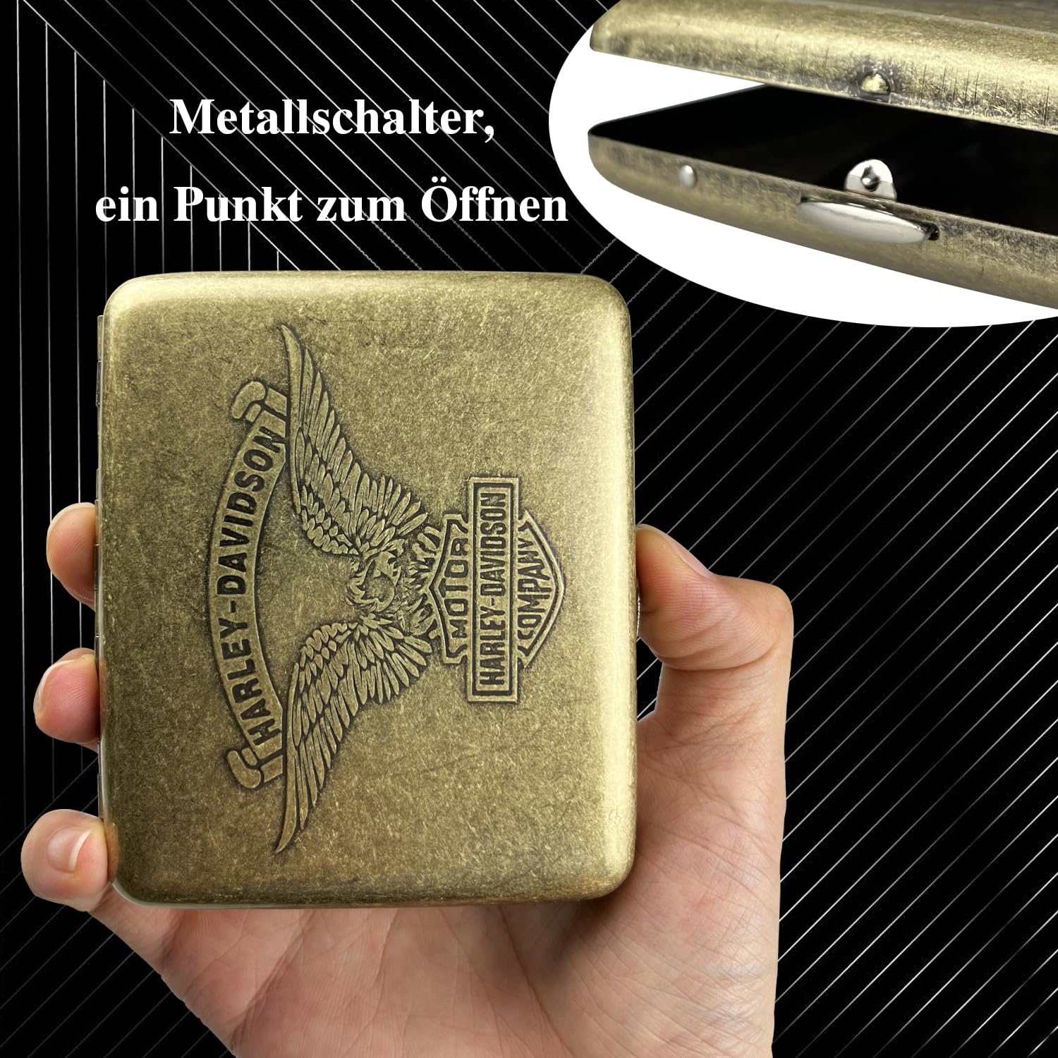 2 Zigarettenetui Metall, Zigaretten Box, Edelstahl Zigarettenetui Damen/Herren, Zigarettenschachtel Vintage für 20 Zigaretten, Cigarette Case für Hosen und Hemdtaschen 85mm