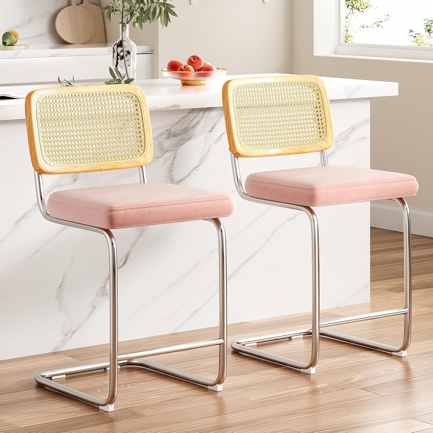 Farini Counter Height Bar Stools Set of 2, Upholstered