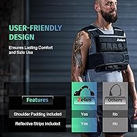 Vista 4 de ZELUS Weighted Vest, 20lb/30lb/60lb Vest Adjustable Weights for Exercise, Weight Vest for Men, Workout Vest for Home Workouts Cardio Strength