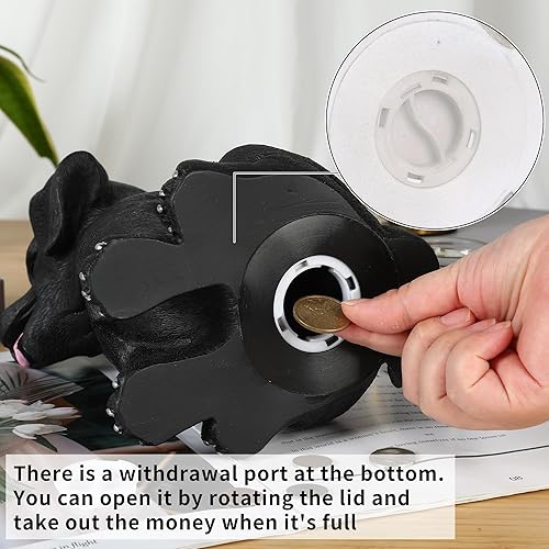 Miniatura 4 de H&W Black Labrador Dog - Alcancía inastillable para perros, banco de dinero creativo, puede almacenar 1000 monedas, el mejor regalo de cumpleaños