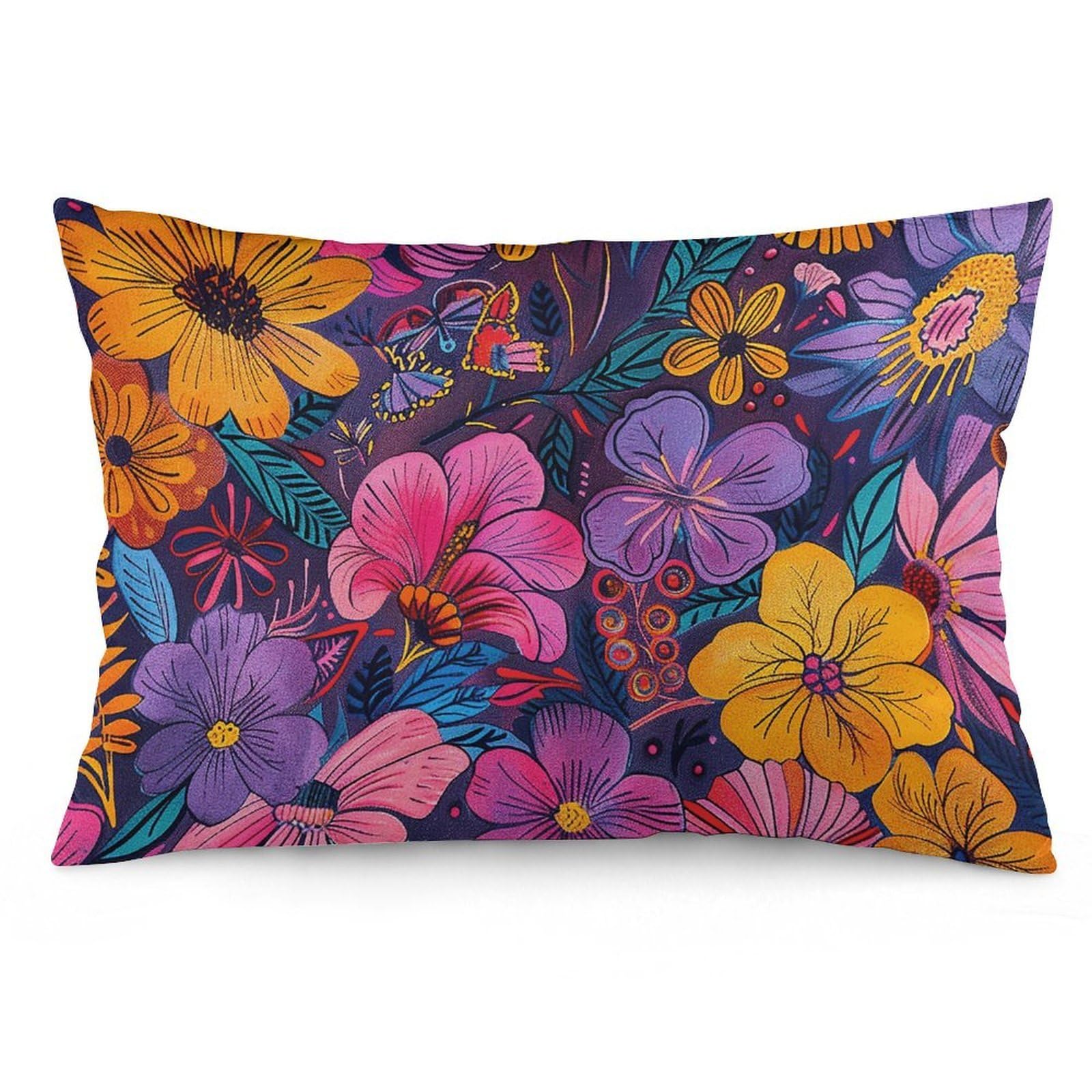 2 Pack Pillow Cases for Hair and Skin, Soft Breathable Pillow Case Covers with Hidden Zipper, Vibrant Colorful Patterns Pillowcase 16 "x24 Pillow Covers for Sleeping Gift