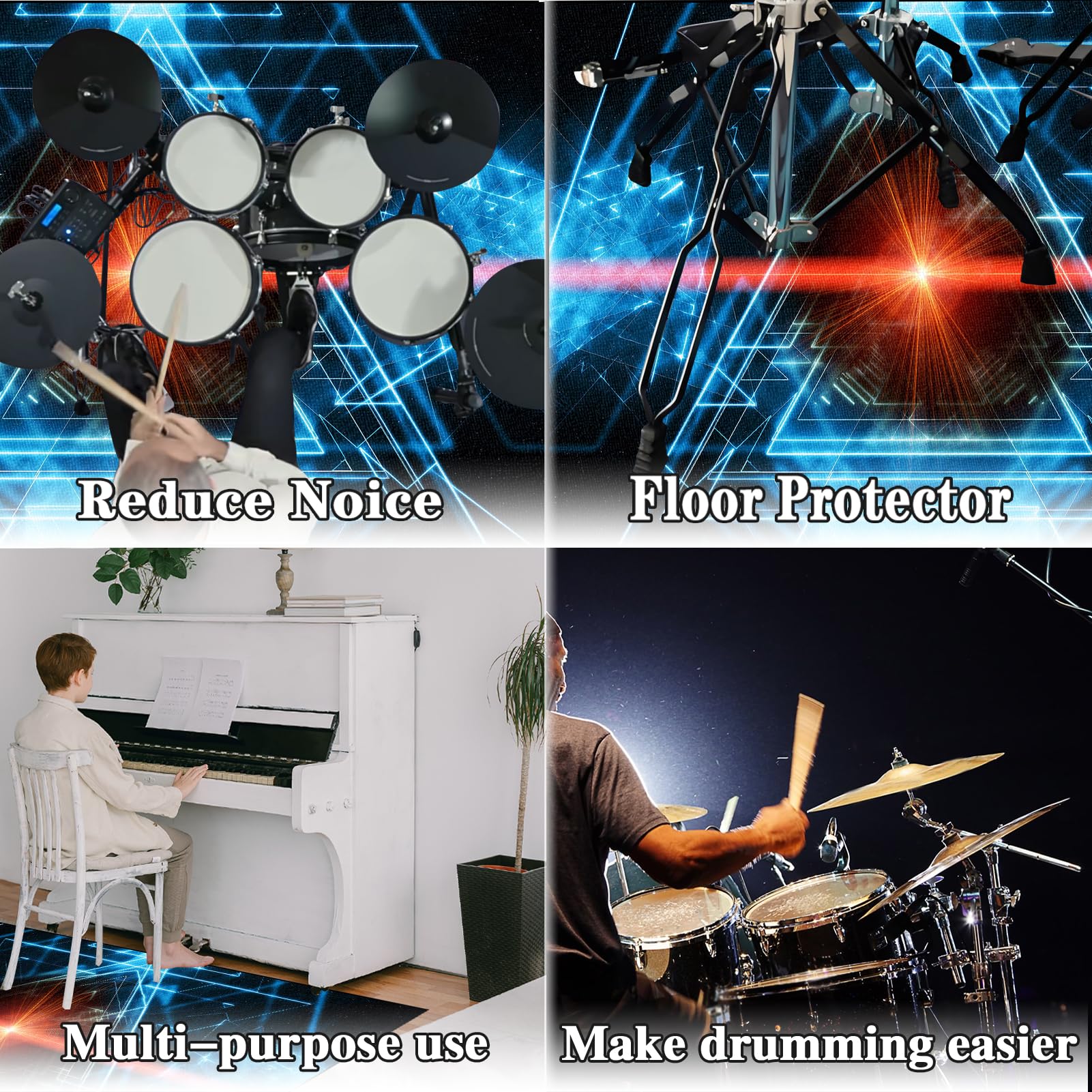 Dywan perkusyjny, izolacja akustyczna, elektryczna mata chroniąca przed hałasem, profesjonalna mata bębnowa, do instrumentów muzycznych, mata podłogowa, antypoślizgowy dywan perkusyjny, 160 x 140 cm