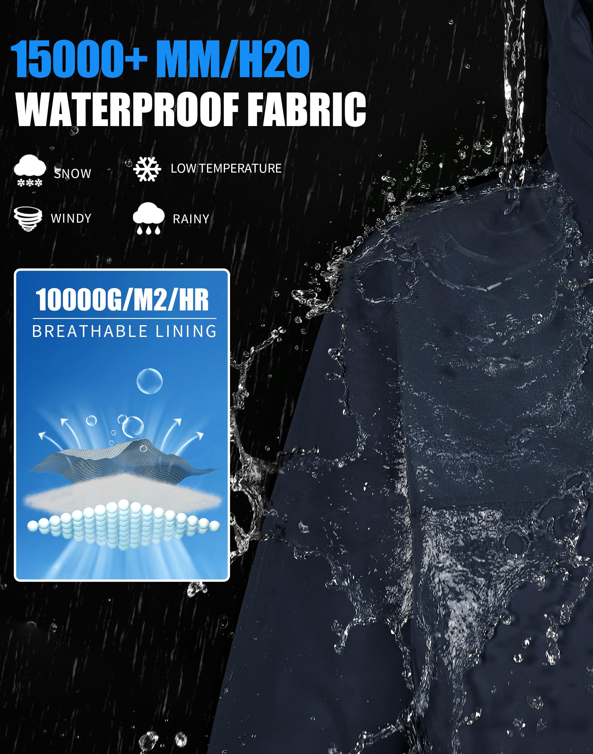 Giacca da sci da uomo, impermeabile, calda, traspirante, da snowboard, con cappuccio