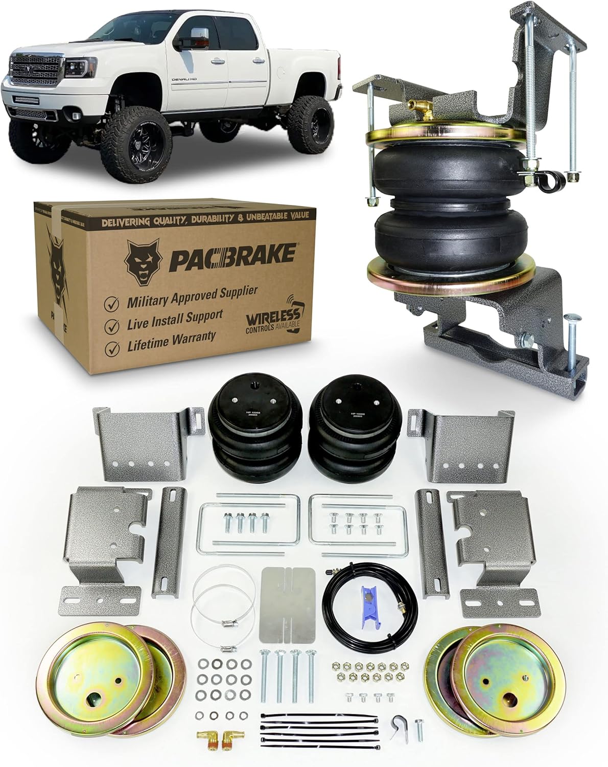 Pacbrake HP10171-X ALPHA XD 7500 lb Rear Air Suspension Compatible with Silverado/Sierra 2500/3500 2011-2019