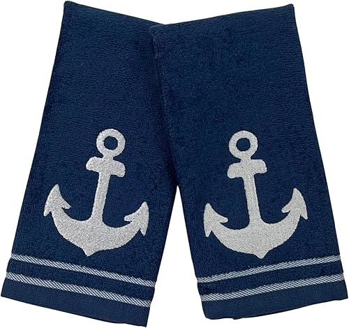 Miniatura 42 de Serafina Home Toallas de baño para dedos con tortugas: toallas de verano náuticas suaves y absorbentes para invitados con decoración de tortuga azul