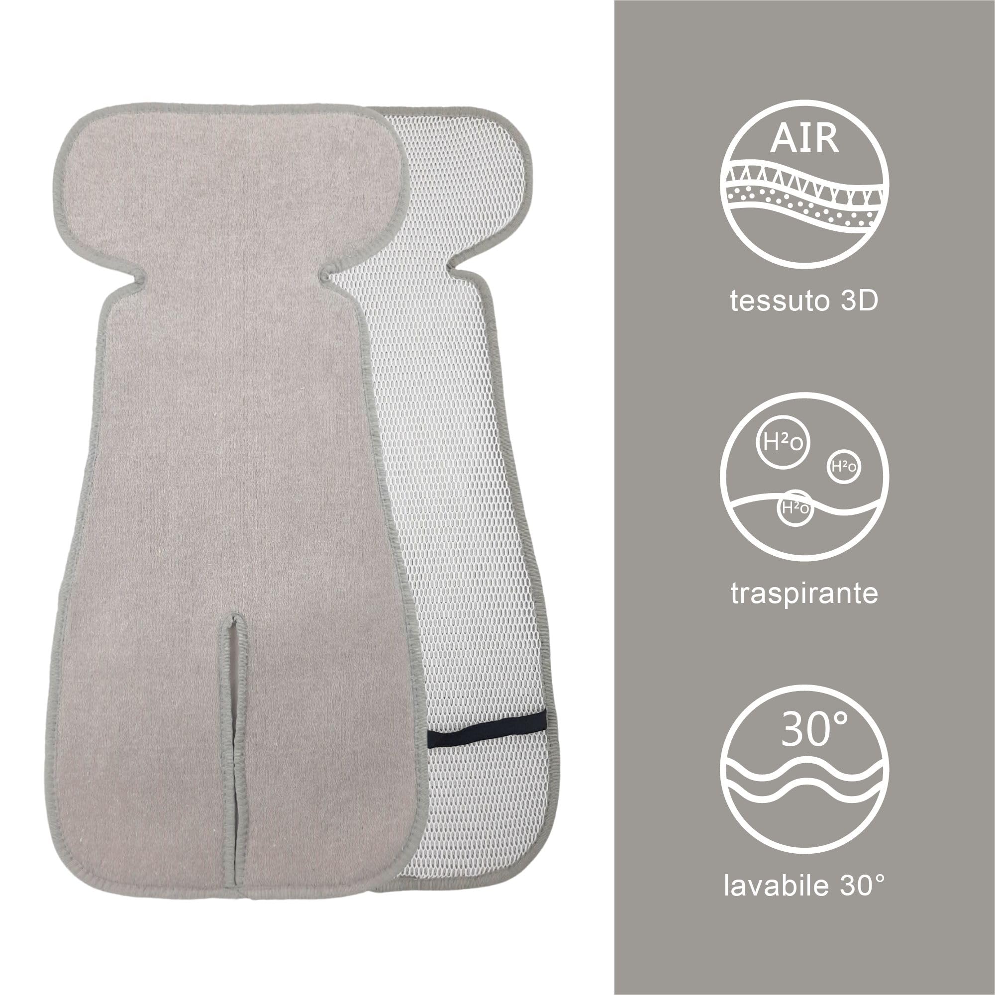 Babysanity® Copripasseggino Universale Estivo AIR MESH 3D Certificato Oeko Tex con Copri Seduta Traspirante Rinfrescante e Antibatterico -MADE IN ITALY-