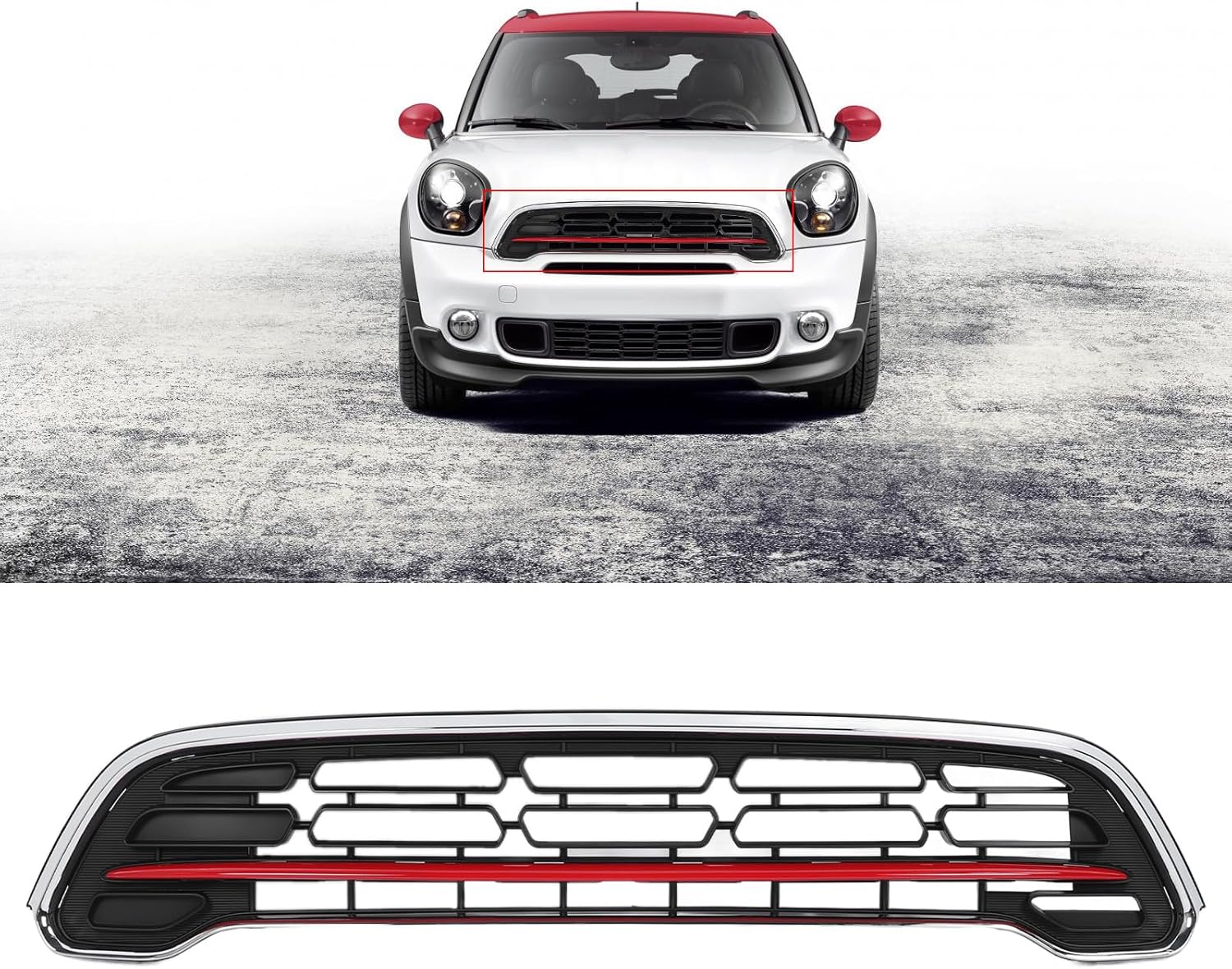 Front Bumper Grille Kit, Automobile Bumper Grille, Car Front End Grill Cover Replacement Front Mesh Grille for R60 S 2014-2016,R61 Paceman S 2014-2016