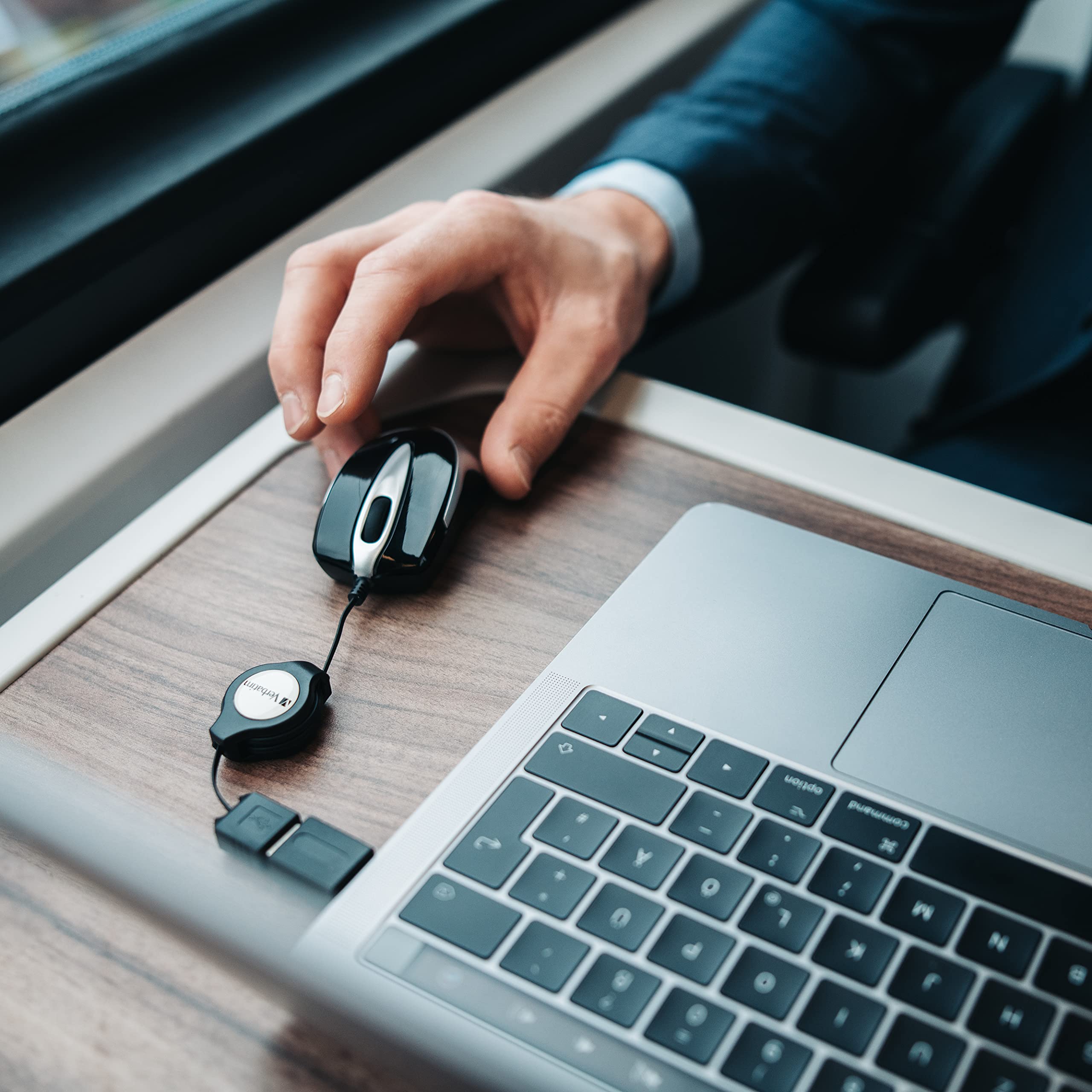 Verbatim Go-Mini optische Travel-Maus, kleine Computermaus mit einziehbarem Kabel, USB-A, USB-Maus mini mit 1000 DPI, für Laptop, Notebook, PC und MAC, kompaktes Design, schwarz (Packung mit 5)