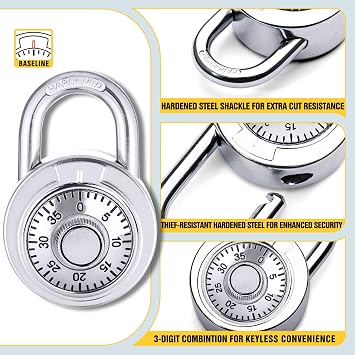 Combination Lock, 2 Inch Wide, Pack of 8