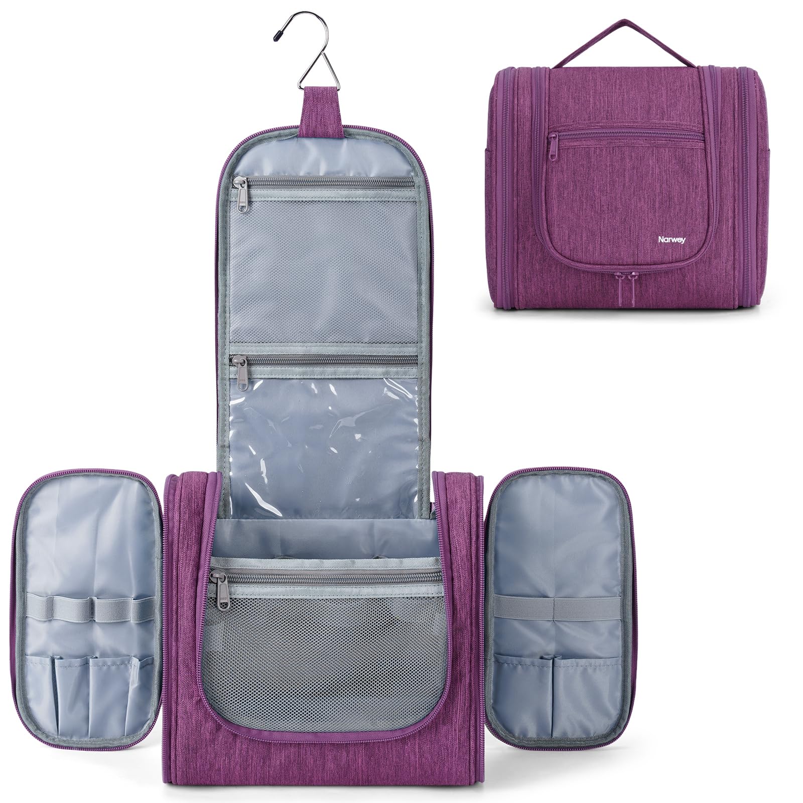 Narwey Großer Reise-Kulturtasche zum Aufhängen, Kosmetiktasche für Bad, Fitnessstudio, Dusche und Rasur – Organizer für Damen und Herren