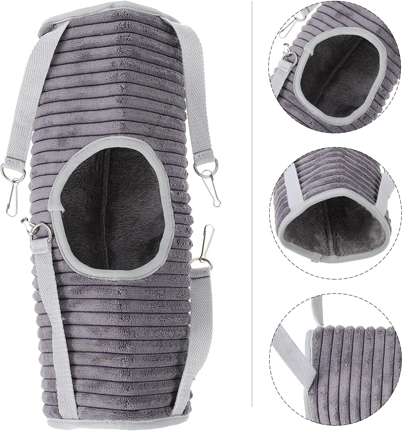 VICASKY Small Animal Hanging Nest and Pet Sleeping Bed Gray Hammock Hanging Cage Bed for Ferret Hamster Squirrel for Small Pets