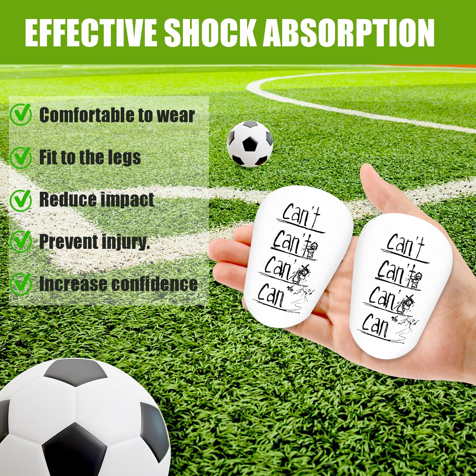 Mini parastinchi da calcio, protezione per stinchi per bambini, protezione per stinchi Can't Can, protezione per gambe da baseball, protezione da calcio, resistente agli urti, per ragazzi, S