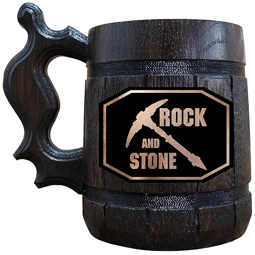 Deep Rock Galactic Beer Mug, 22 oz, Wooden Beer Stein, Beer Mugs with Handles, Gamer Gift, Personalized Beer Tankard, Custom Gift for Men, Gift for