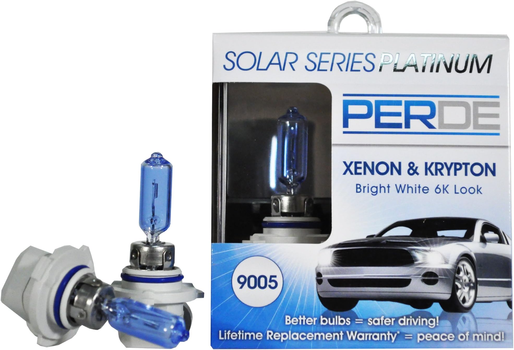 PERDE Replacement for Solar Series Xenon Platinum 9005 Halogen Bulbs Left & Right Set Pair