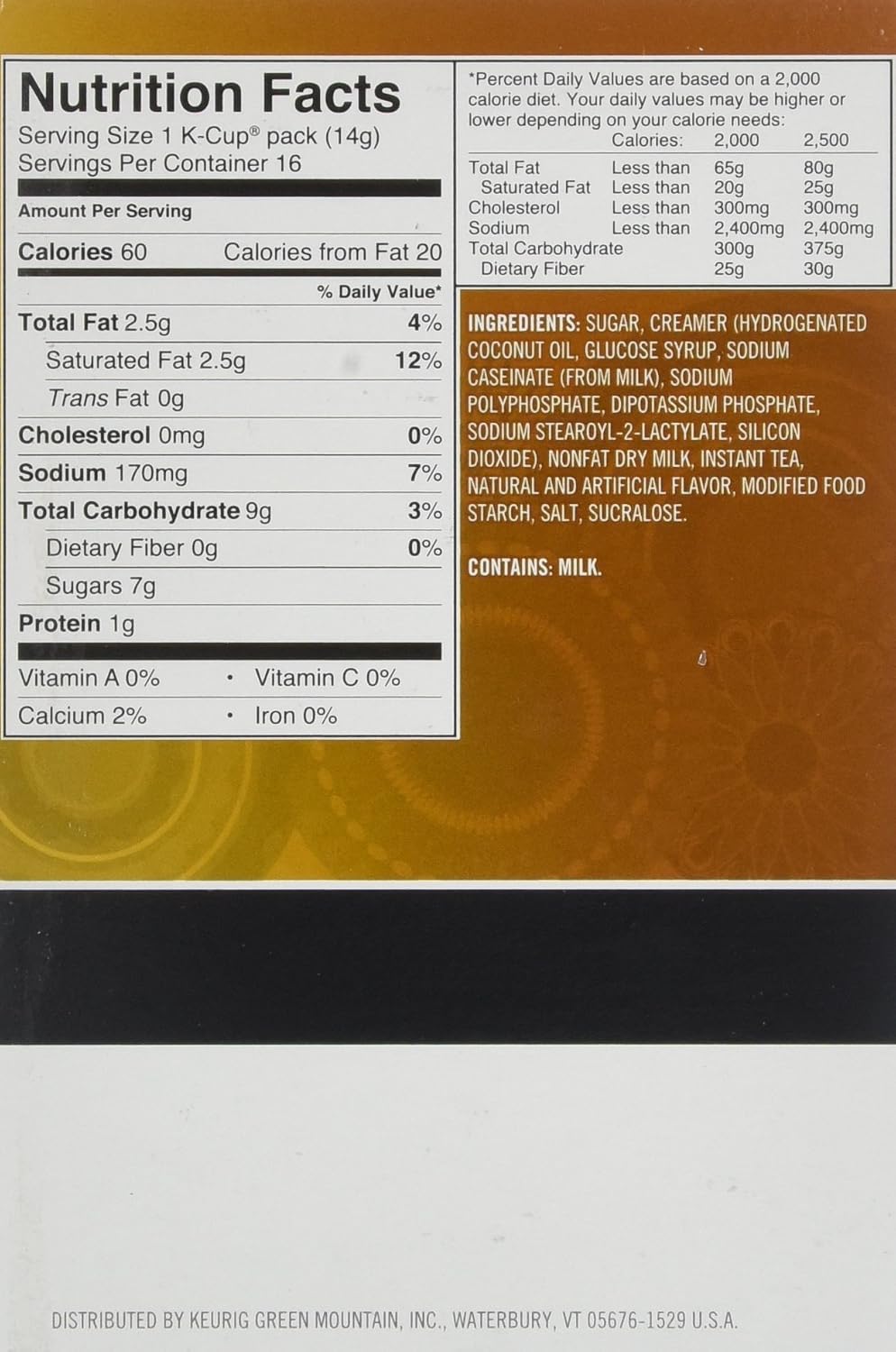 M.BLOCK & SONS 00805 16 Count Chai Latte K-Cup, White