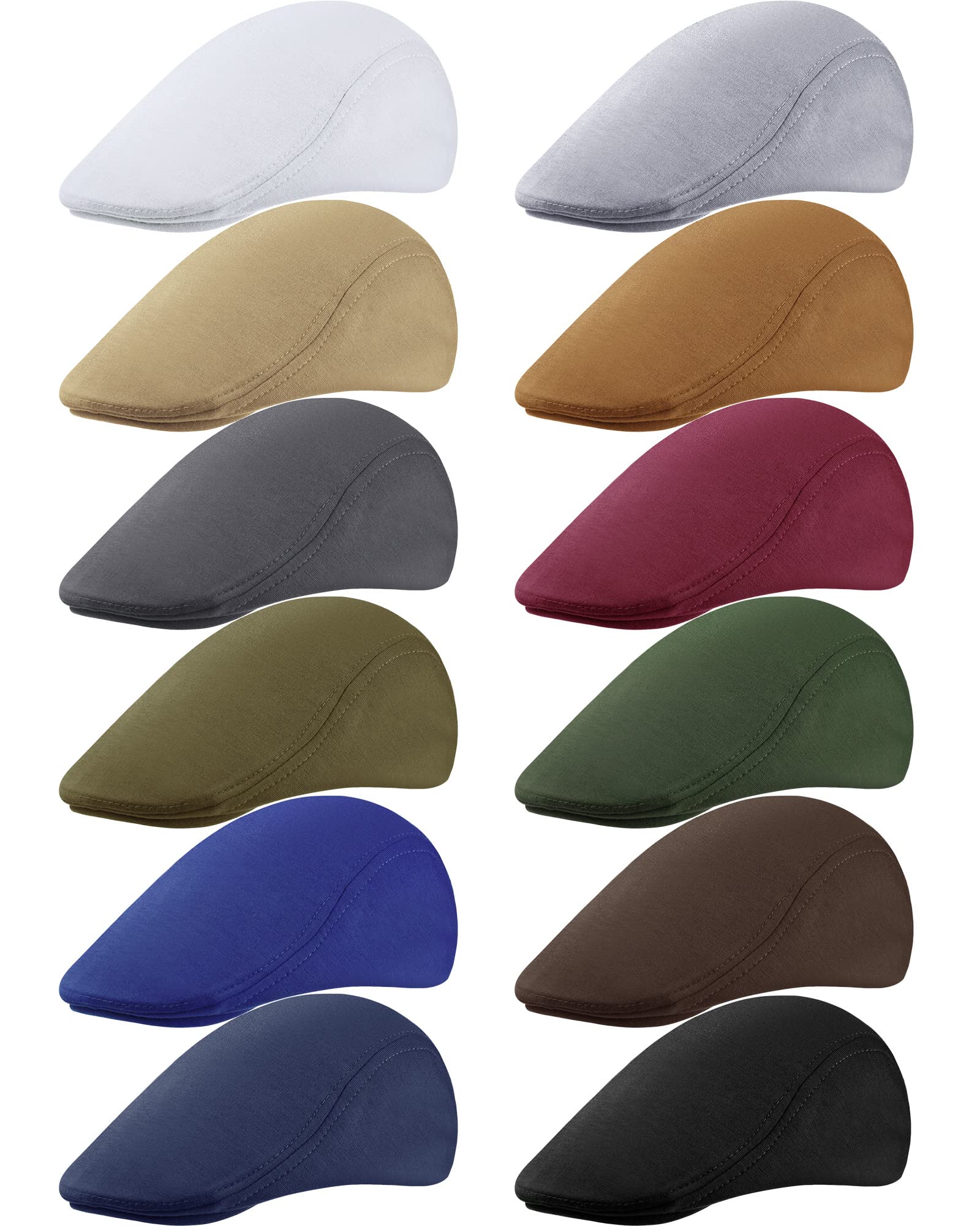 12 Pieces Newsboy Hat for Men, Flat Caps Bulk Driving Cabbie Hunting Hat