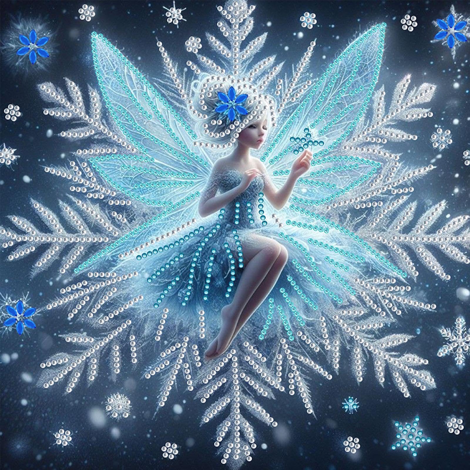 5D Special Shape Diamond Art Painting Kits for Adults – Crystal Rhinestone DIY Craft, Diamond Mosaic Kit for Beginners, Wall Decor Gift 11.8x11.8 Inch(Blue Fairy)