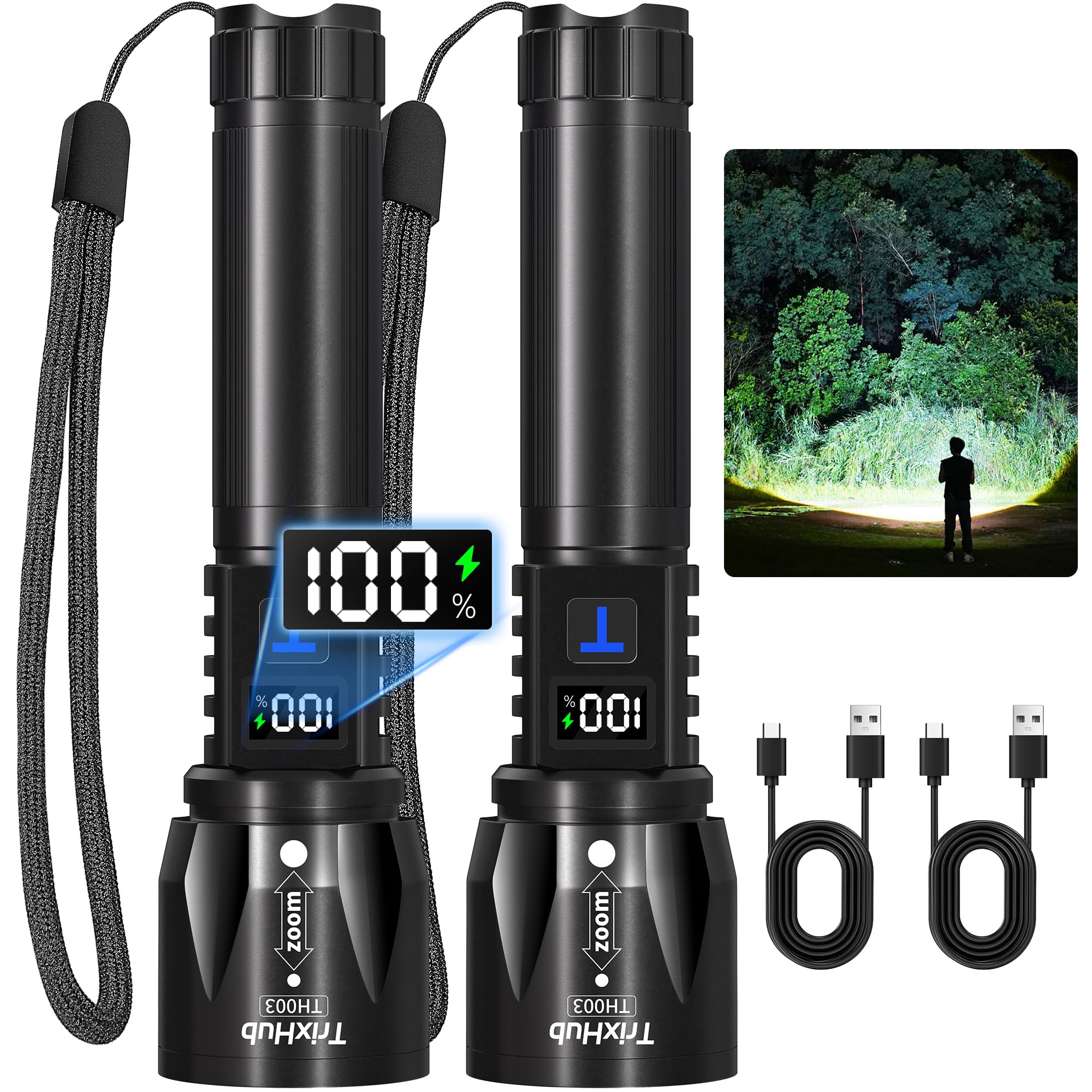 らちょ Amazon.com: TrixHub Rechargeable LED Flashlights High Lumens 2Pack