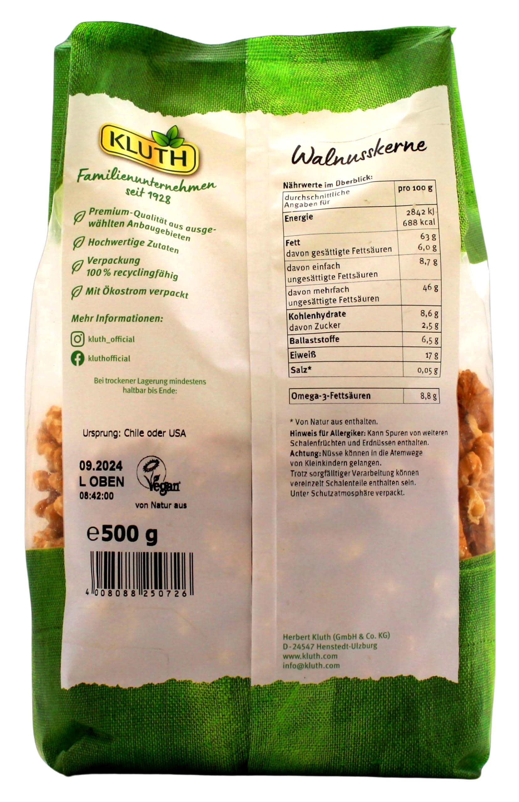Kluth Walnusskerne, 4er Pack (4 x 500g)