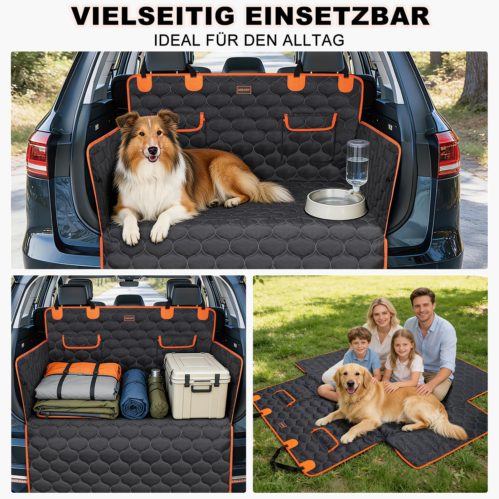 JOEJOY Kofferraumschutz Hund mit Seiten- und Ladeschwellenschutz, Universal Kofferraum Schutzmatte Wasserdicht Kratzfest - Pflegeleicht Hundedecke Auto Kofferraum