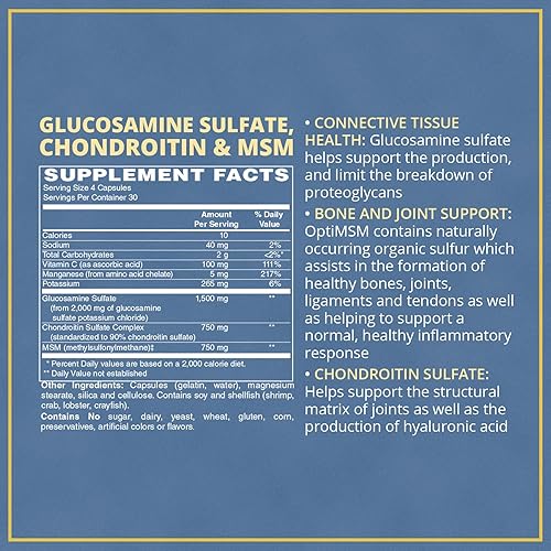 Miniatura 2 de Vitamin Discount Center Sulfato de glucosamina, condroitina y MSM, 120 cápsulas