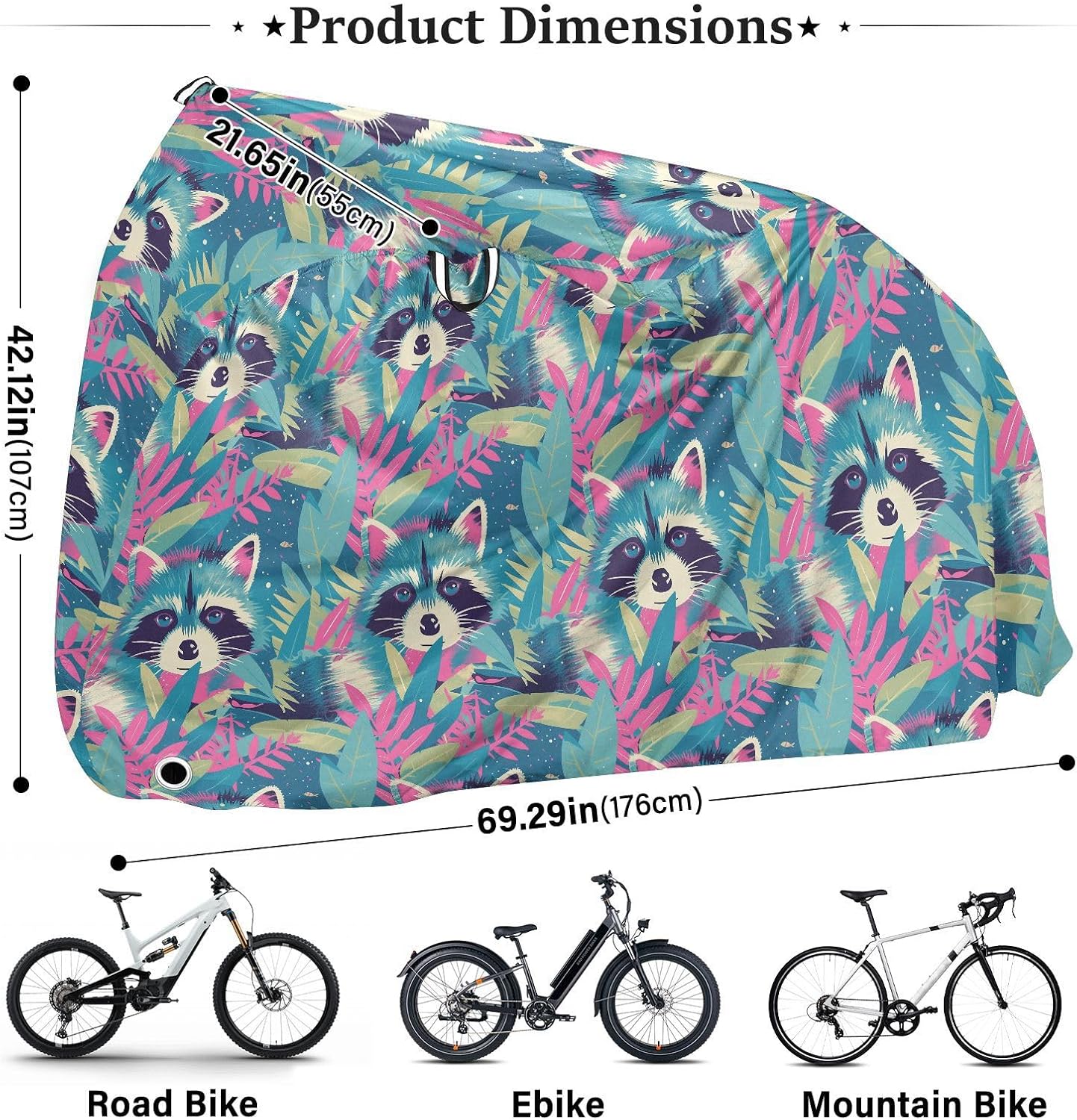 Cute Raccoons Bike Covers Outdoor Waterproof Outdoor Exercise Bike Cover Bikes Storage
