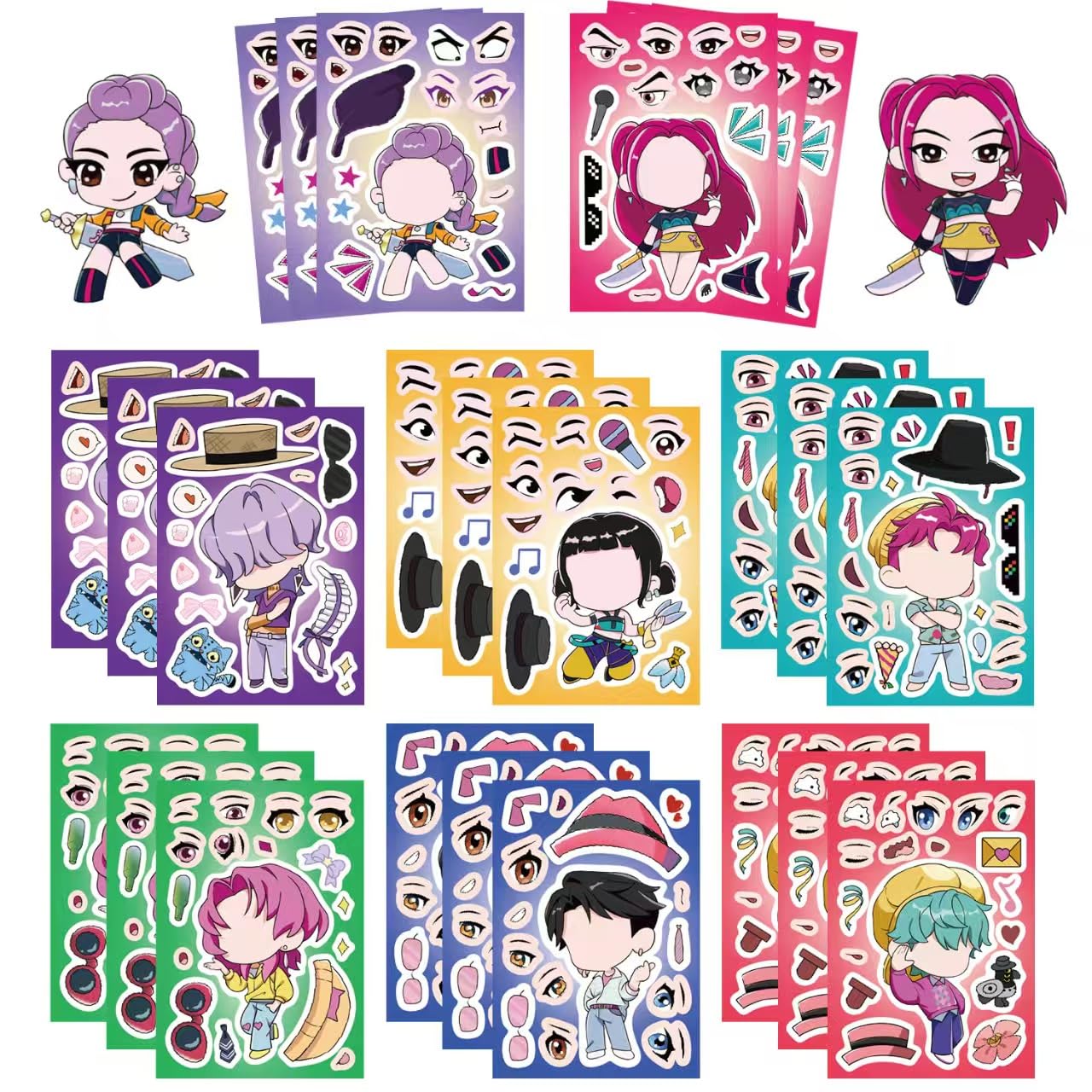 Demon Movie Hunters DIY Stickers,8PCS Korean Idol Anime Style DIY Stickers for Water Bottles,Waterproof Vinyl Decal for Teen Girl Adult Laptop
