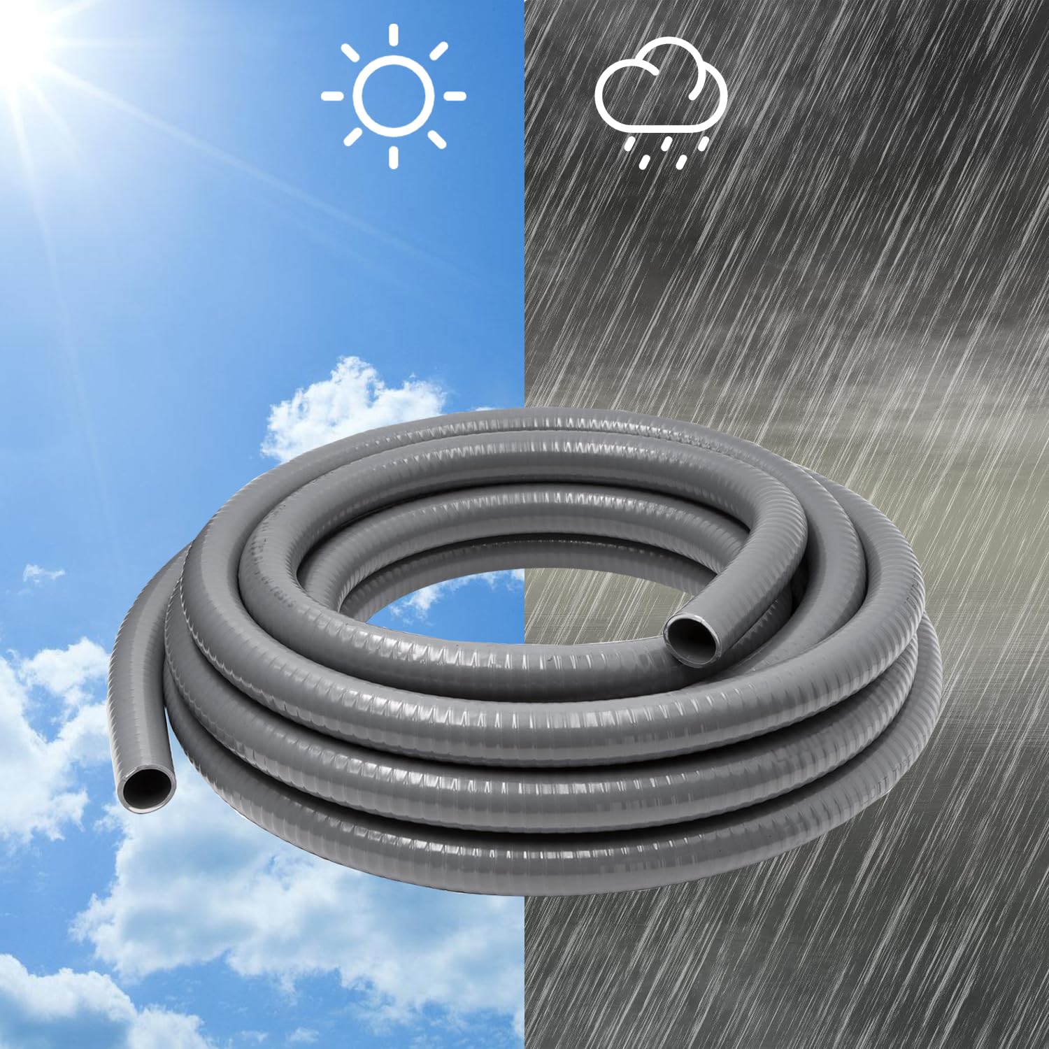 10 m PVC Flexschlauch Ø 50mm Wasserpfeife Teichschlauch, Klebeschlauch für Garten, Pool, Teich