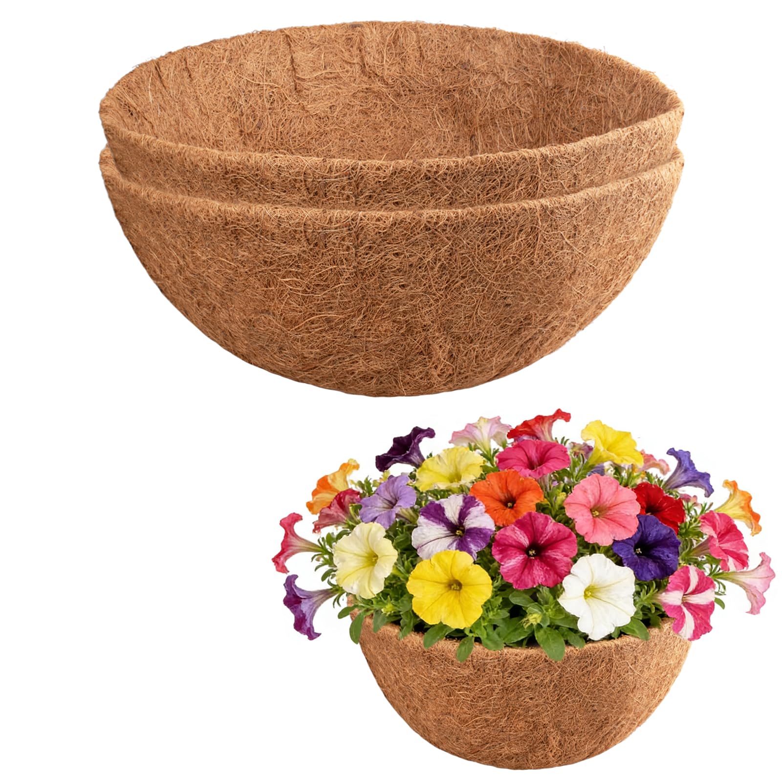 Hanging Basket Liners, Natural Coco Liners for Planters, Coconut Replacement Lin