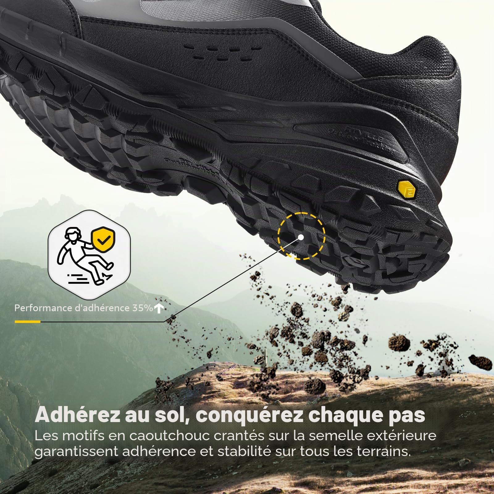 FitVille Extra Larges Chaussures Basses de Randonnée Homme Baskets de Trekking Transpirable et Antidérapantes Chaussures de Sport en Salle Homme pour Montagne Marche