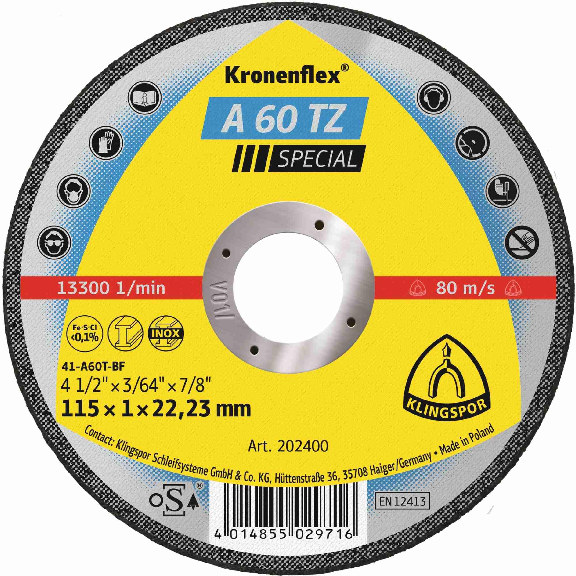 Kronenflex 202400 202400 - Discos de corte rectos para acero inoxidable y acero (115 x 1 x 22,23 mm)