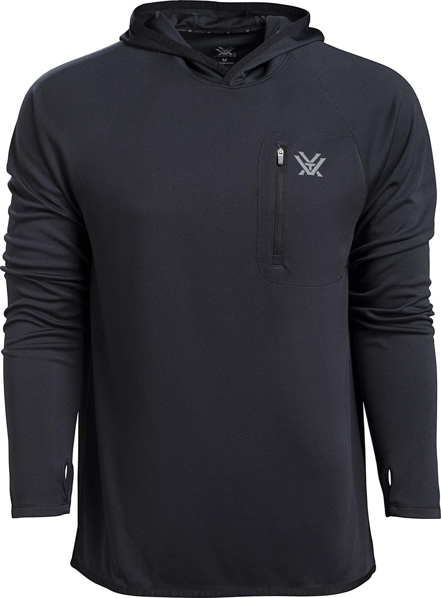 Vortex Men's Weekend Rucker Hooded Long Sleeve Shirts - Moisture Wicking, UPF Sun Protection, Stain Release Technology